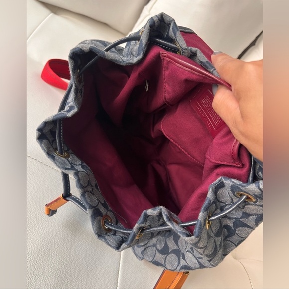 🐎COACH CARGO🐎  DENIM SIGNATURE CANVAS BACKPACK - Picture 11 of 14